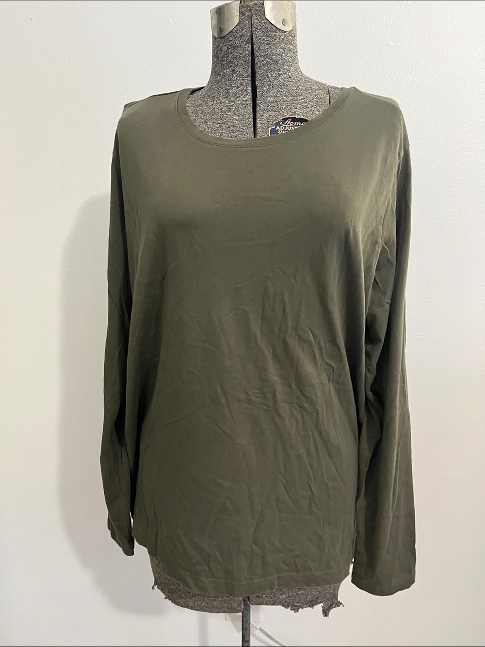 Lands' End Olive Green Long-Sleeve Crewneck Top